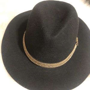 Black Fedora with Gold Embellished Band!